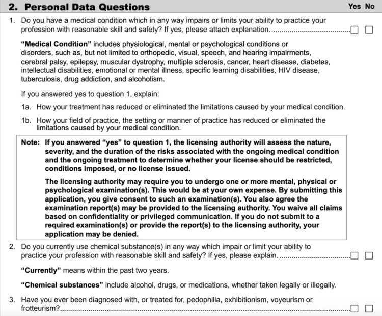 Washington Medical Board Licensing Application