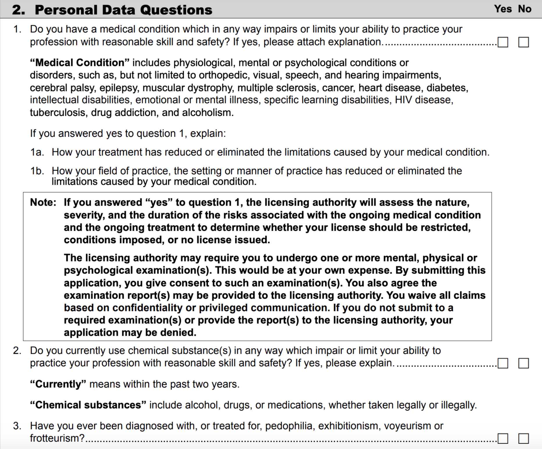 Washington Medical Board Licensing Application